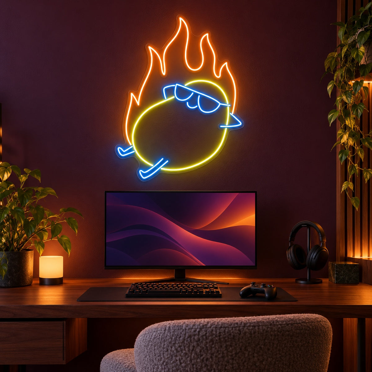 Cool Flaming Character LED Neon Sign - advertising view