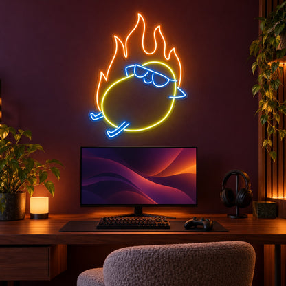 Cool Flaming Character LED Neon Sign - advertising view