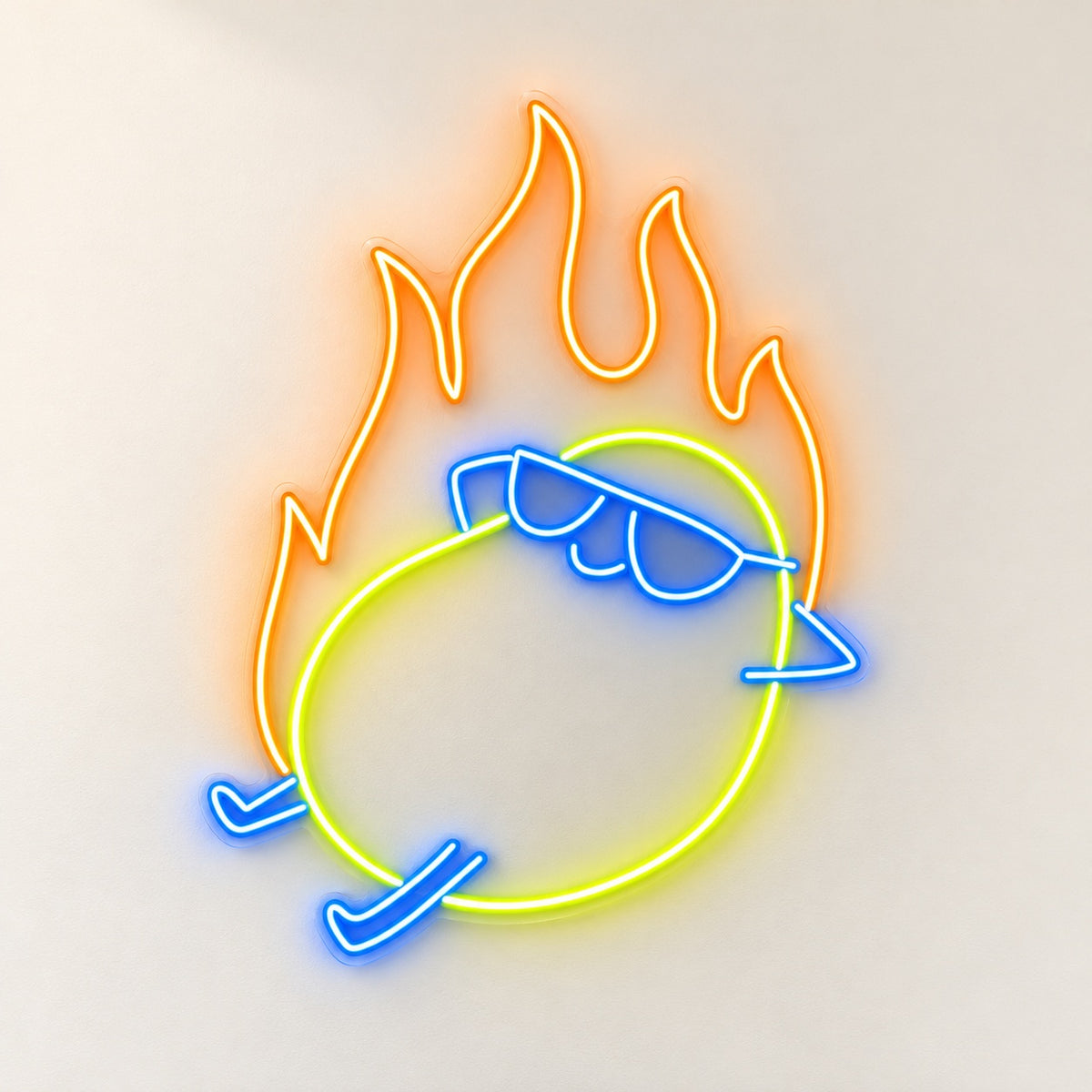 Cool Flaming Character LED Neon Sign - natural light view