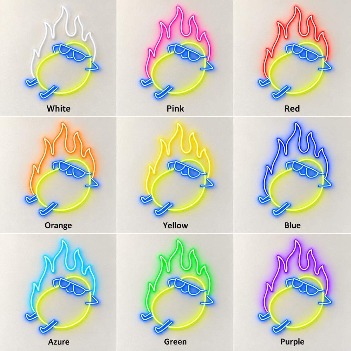 Cool Flaming Character LED Neon Sign - nine-color grid