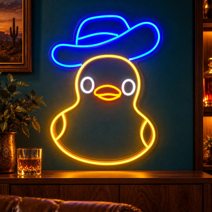 Cowboy Duck LED Neon Sign - advertising view