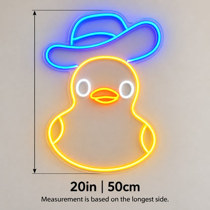 Cowboy Duck LED Neon Sign - size guide