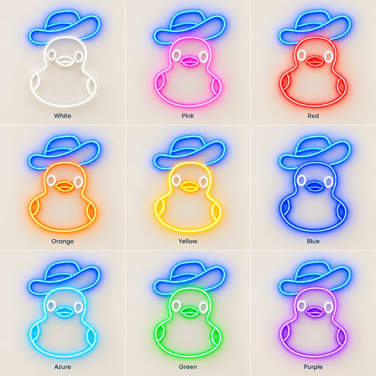 Cowboy Duck LED Neon Sign - nine-color grid