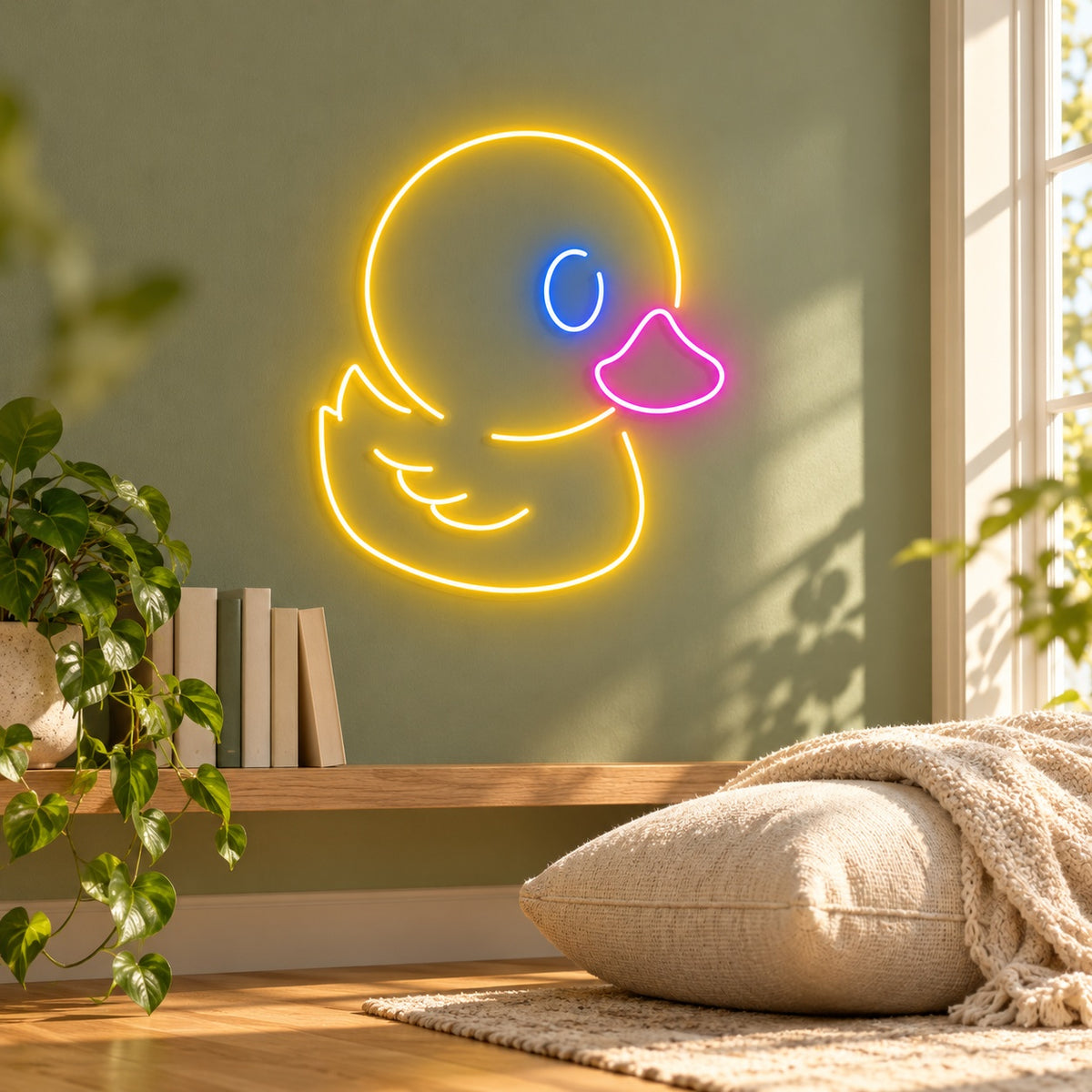 Cute Duck LED Neon Sign - lifestyle view