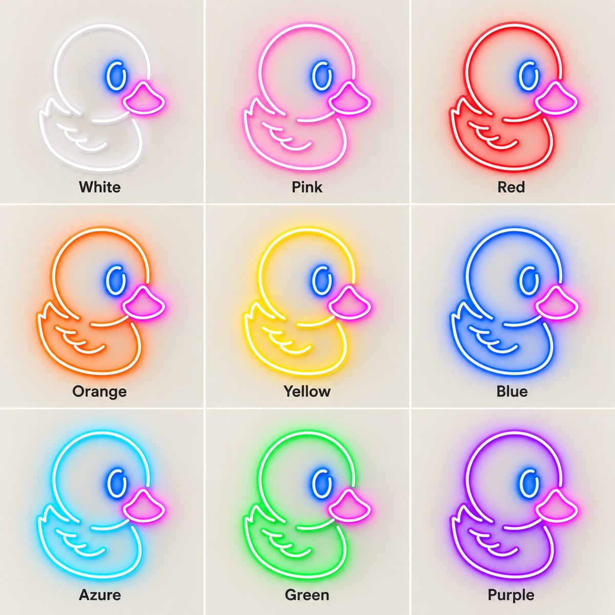 Cute Duck LED Neon Sign - nine-color grid