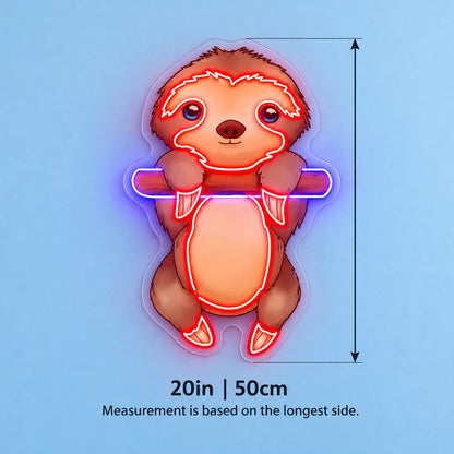Cute Hanging Sloth LED Neon Sign - size guide