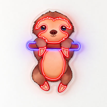 Cute Hanging Sloth LED Neon Sign - natural light view
