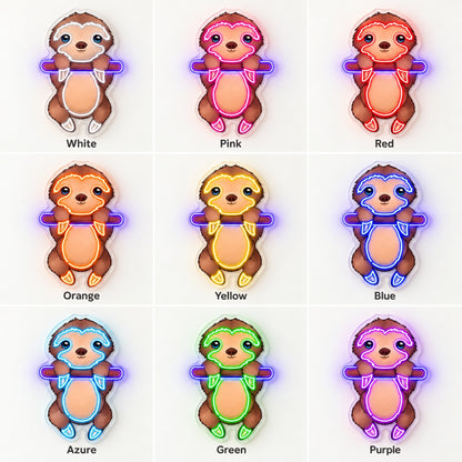 Cute Hanging Sloth LED Neon Sign - nine-color grid