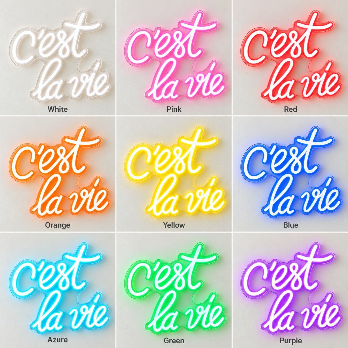 C’est La Vie LED Neon Sign - nine-color grid
