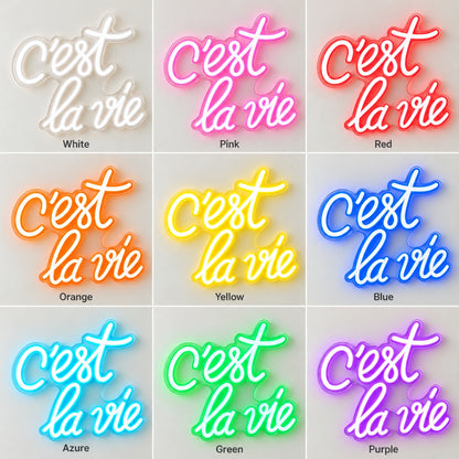 C’est La Vie LED Neon Sign - nine-color grid