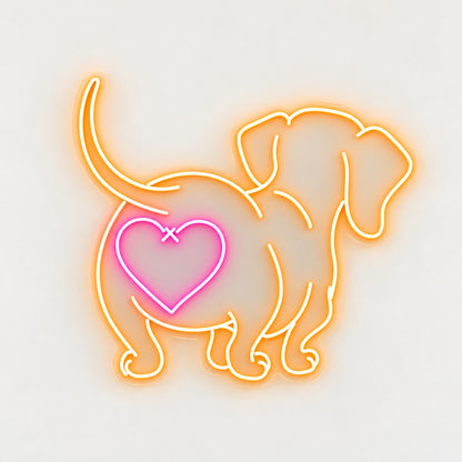 Dachshund Heart LED Neon Sign - natural light view