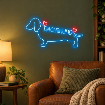 Dachshund Hearts LED Neon Sign - advertising view