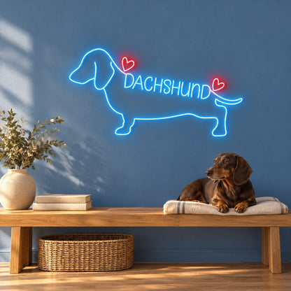 Dachshund Hearts LED Neon Sign - lifestyle view