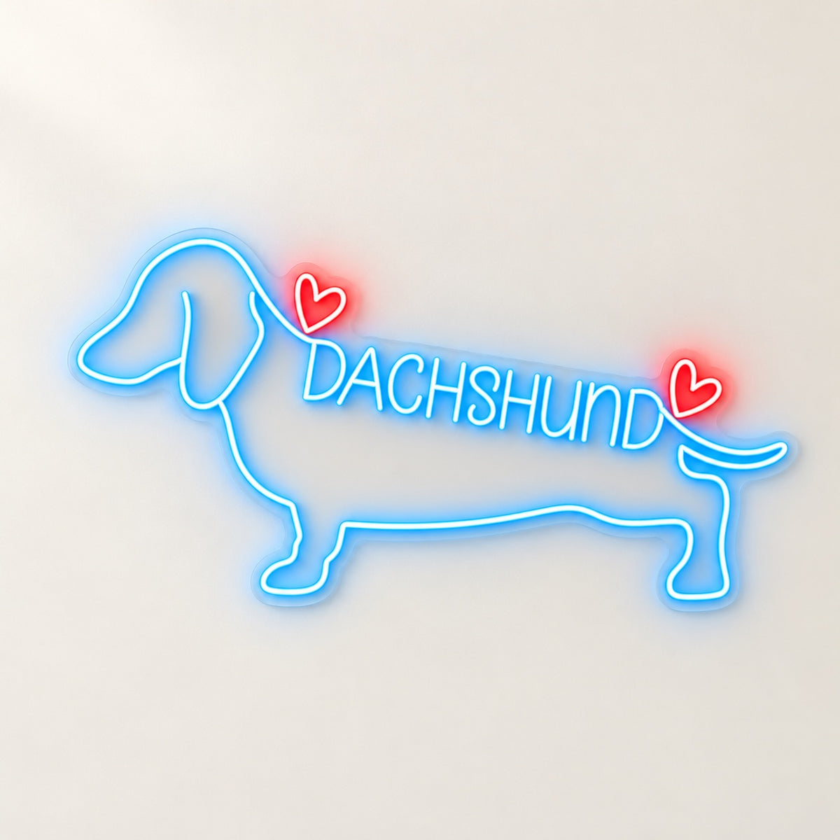 Dachshund Hearts LED Neon Sign - natural light view