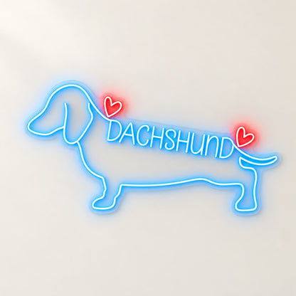 Dachshund Hearts LED Neon Sign - natural light view