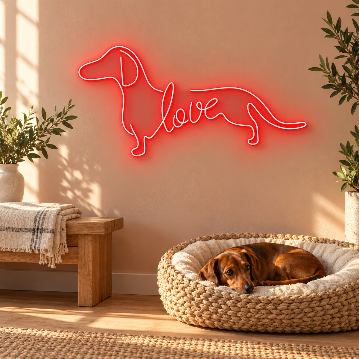 Dachshund Love LED Neon Sign - lifestyle view