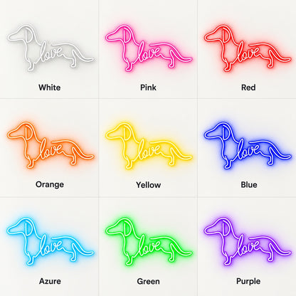 Dachshund Love LED Neon Sign - nine-color grid