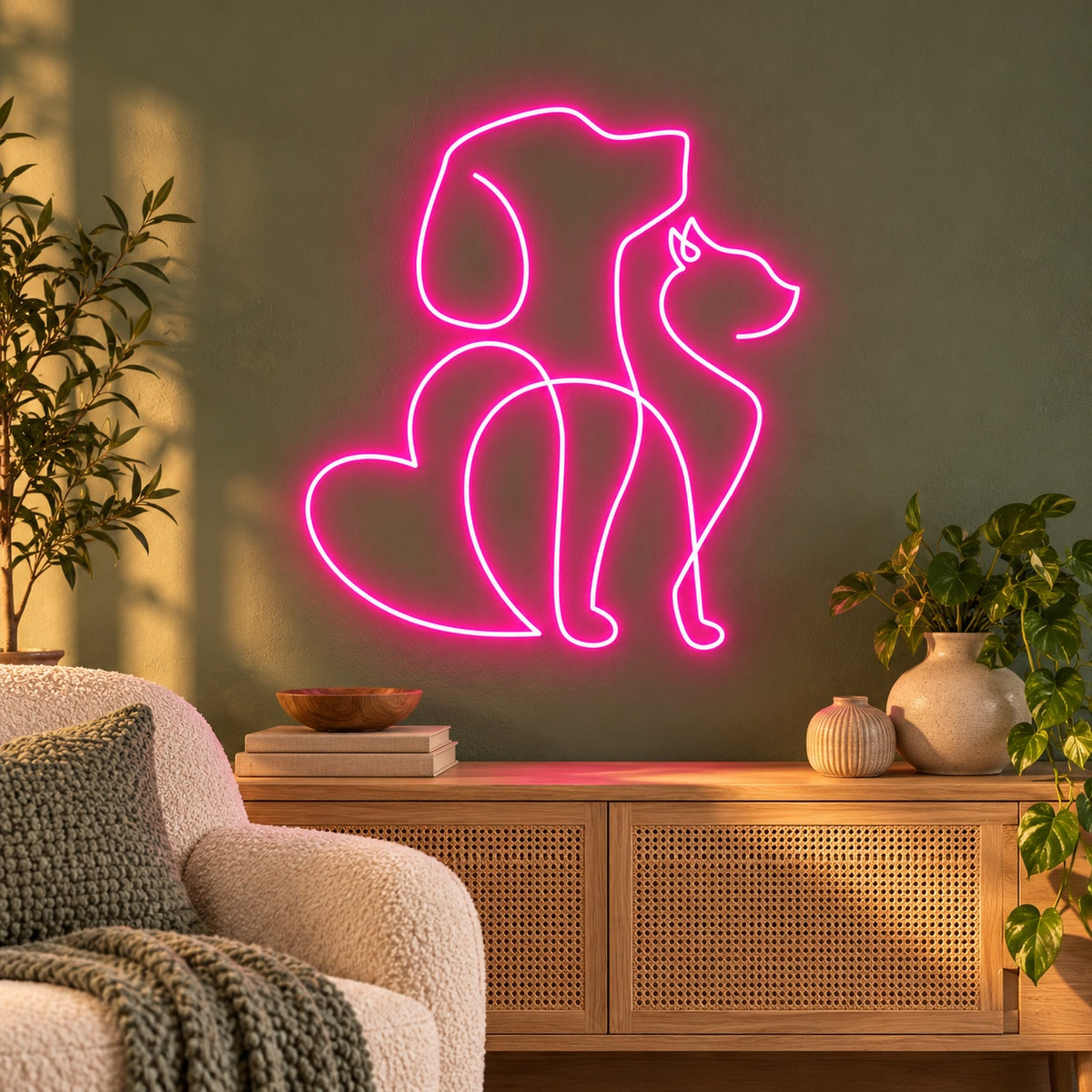 Dog And Cat LED Neon Sign - advertising view