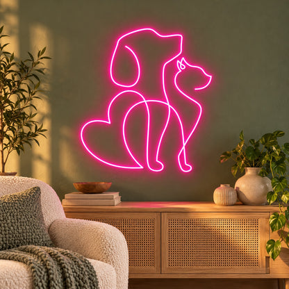 Dog And Cat LED Neon Sign - advertising view