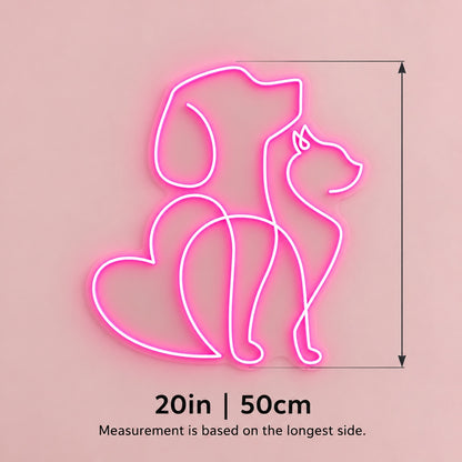 Dog And Cat LED Neon Sign - size guide