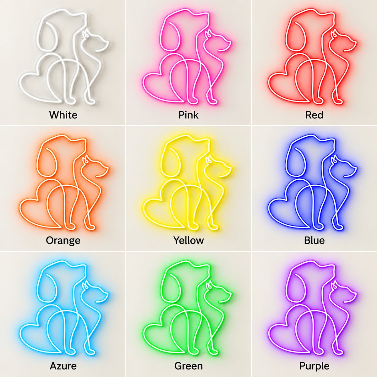 Dog And Cat LED Neon Sign - nine-color grid