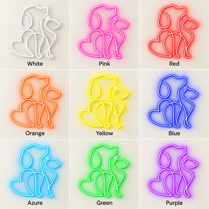 Dog And Cat LED Neon Sign - nine-color grid