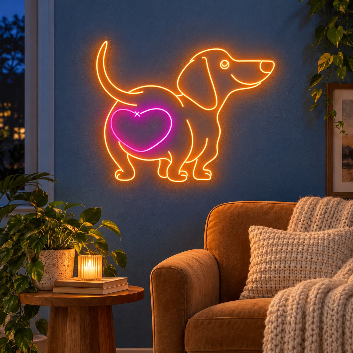 Dog With Heart LED Neon Sign - advertising view