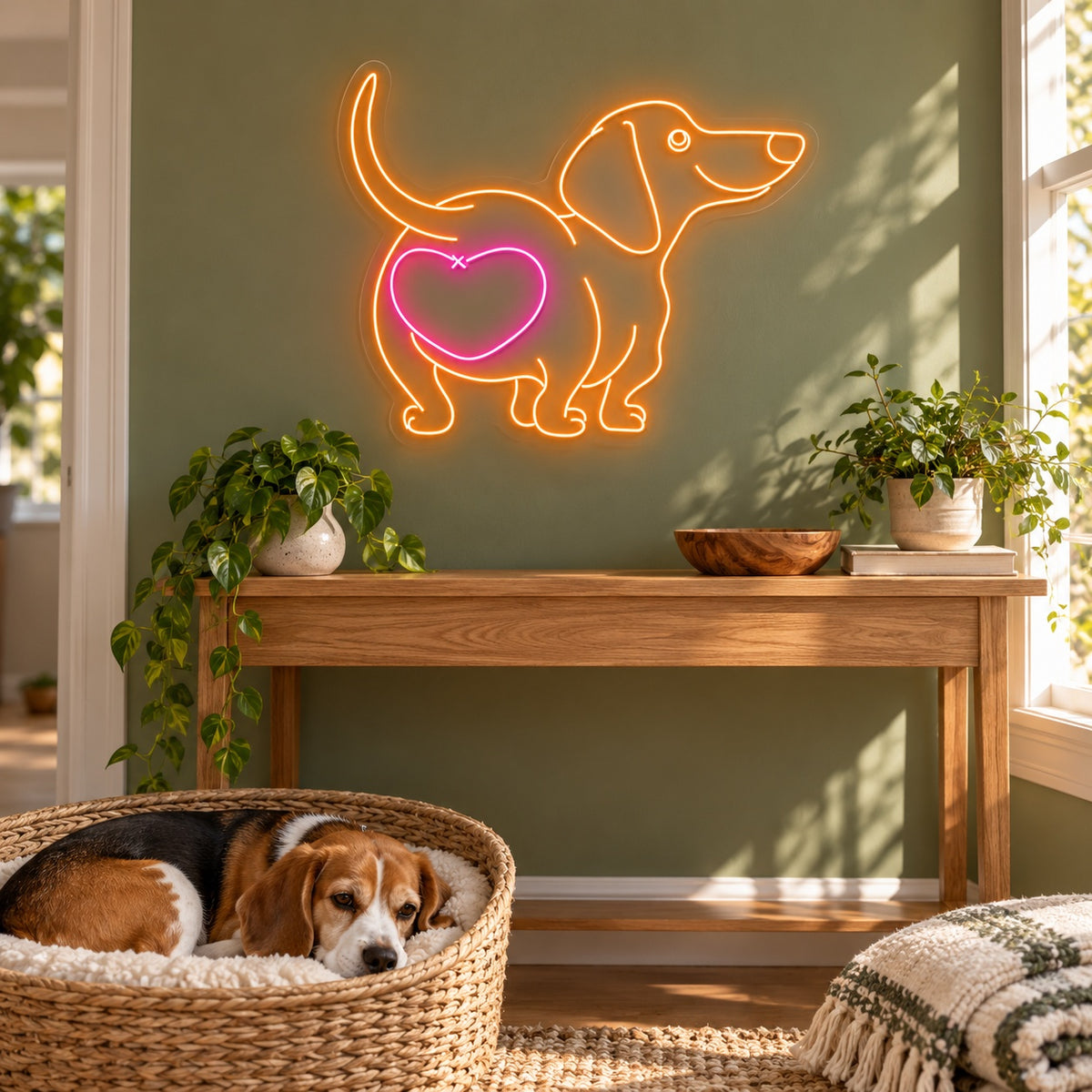 Dog With Heart LED Neon Sign - lifestyle view