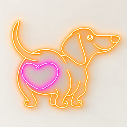 Dog With Heart LED Neon Sign - natural light view
