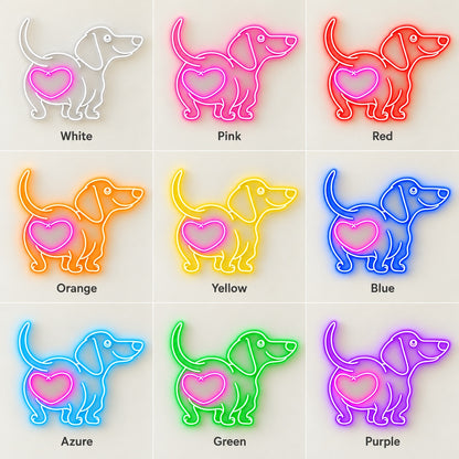 Dog With Heart LED Neon Sign - nine-color grid