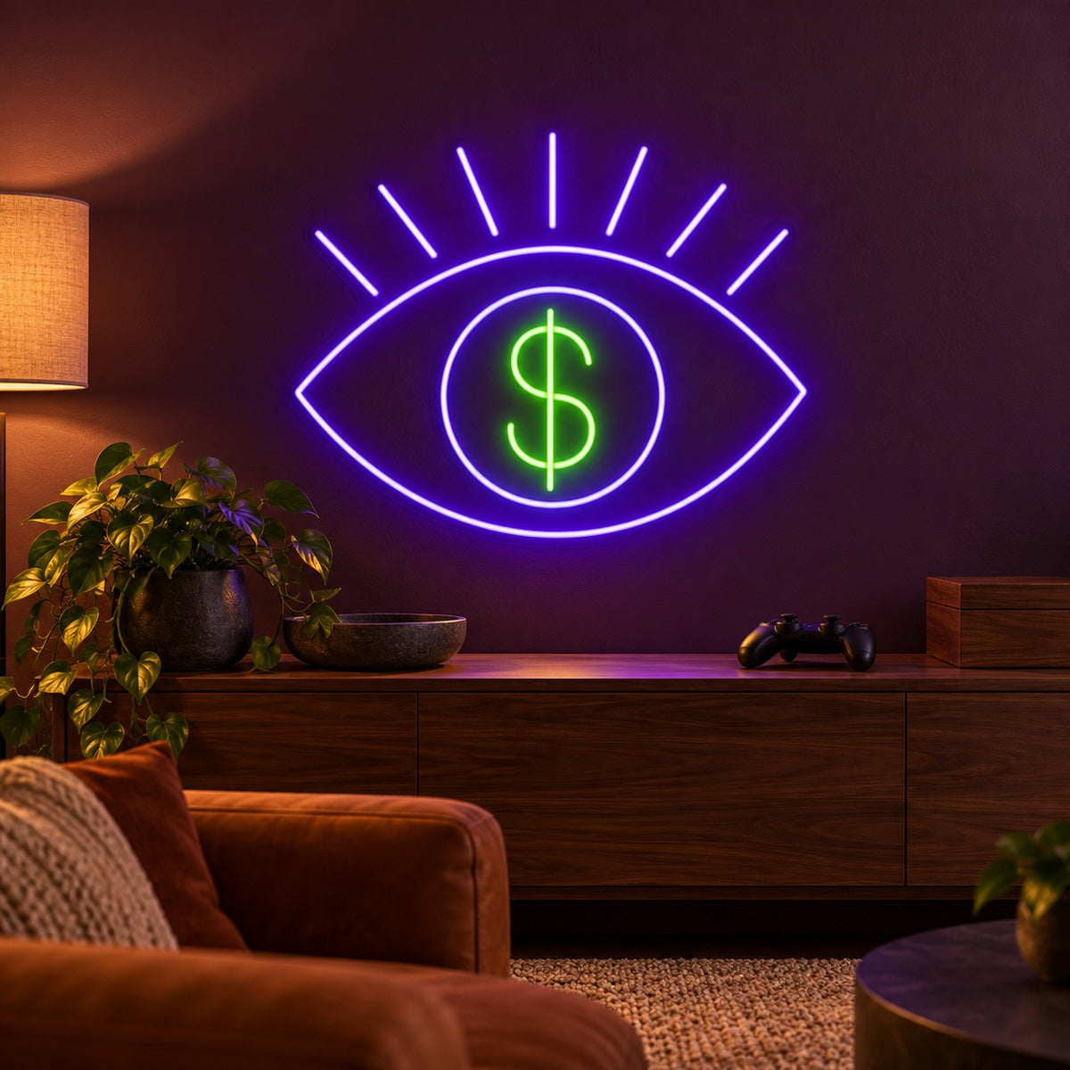 Dollar Eye LED Neon Sign - advertising view