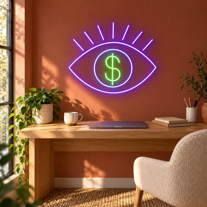 Dollar Eye LED Neon Sign - lifestyle view