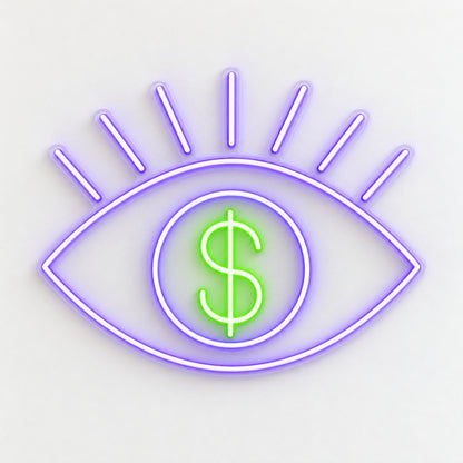 Dollar Eye LED Neon Sign - natural light view