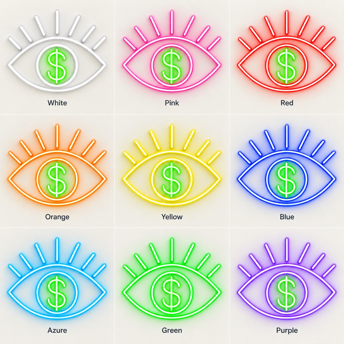 Dollar Eye LED Neon Sign - nine-color grid