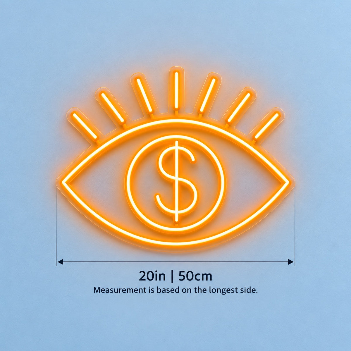 Dollar Eye LED Neon Sign - size guide