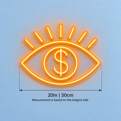 Dollar Eye LED Neon Sign - size guide