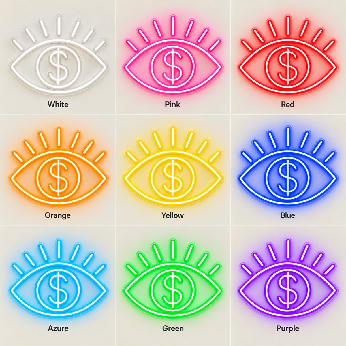 Dollar Eye LED Neon Sign - nine-color grid