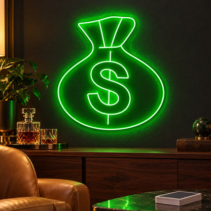 Dollar Money Bag LED Neon Sign - advertising view