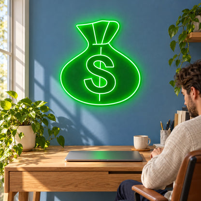 Dollar Money Bag LED Neon Sign - lifestyle view
