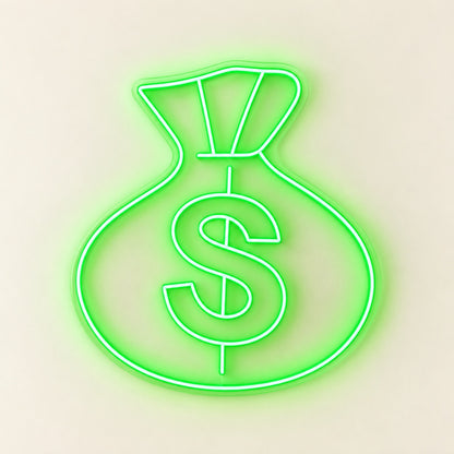 Dollar Money Bag LED Neon Sign - natural light view