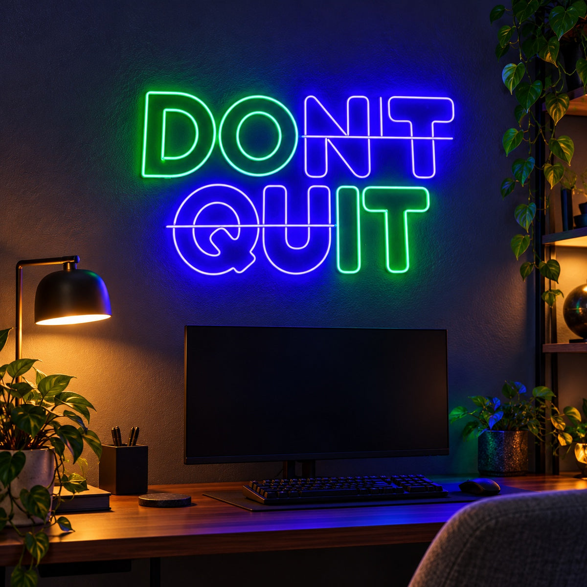 Don't Quit LED Neon Sign - advertising view