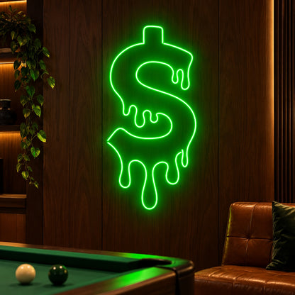 Dripping Dollar Sign LED Neon Sign - advertising view
