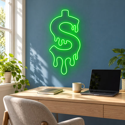 Dripping Dollar Sign LED Neon Sign - lifestyle view