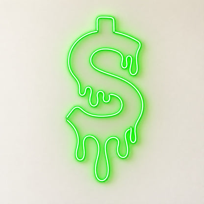 Dripping Dollar Sign LED Neon Sign - natural light view