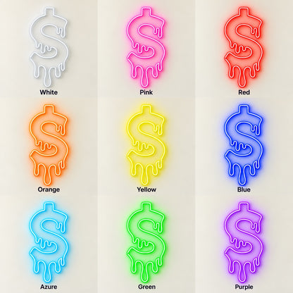Dripping Dollar Sign LED Neon Sign - nine-color grid