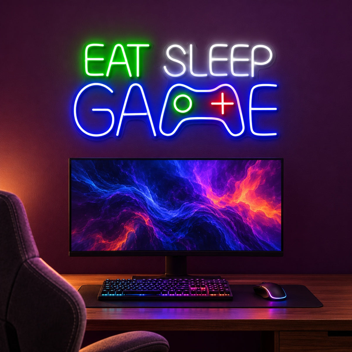 Eat Sleep Game LED Neon Sign - advertising view