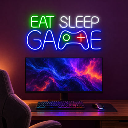 Eat Sleep Game LED Neon Sign - advertising view