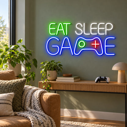 Eat Sleep Game LED Neon Sign - lifestyle view