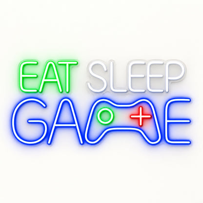 Eat Sleep Game LED Neon Sign - natural light view