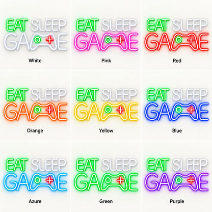 Eat Sleep Game LED Neon Sign - nine-color grid
